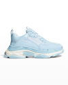 Balenciaga Men's Triple S Low Top Sneakers In Blue Whte