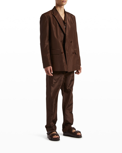 Valentino Men's Washed Silk Taffeta Sport Jacket In Brown