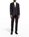 Emporio Armani Men's Contrast Notch Lapel Two-piece Tuxedo Suit In Solid Blue Navy