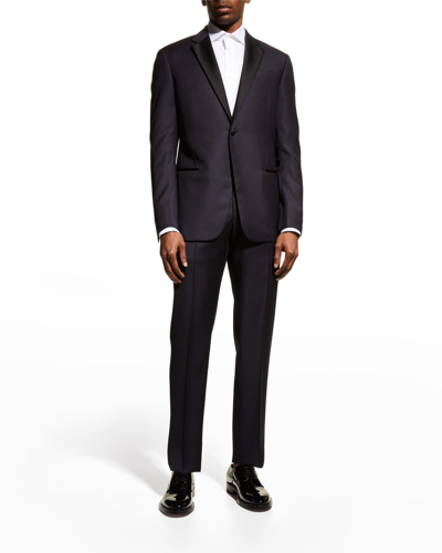 Emporio Armani Men's Contrast Notch Lapel Two-piece Tuxedo Suit In Solid Blue Navy