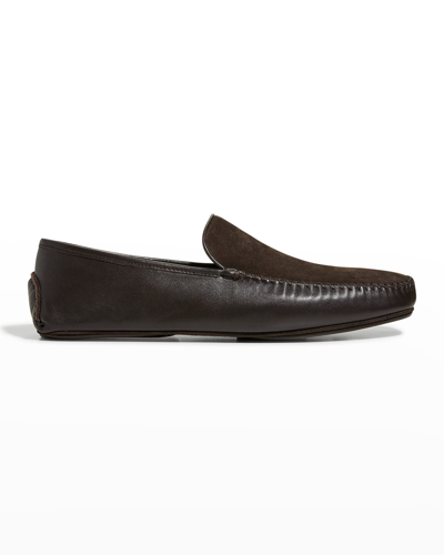 Manolo Blahnik Men's Mayfair Suede-leather Loafers In Brown