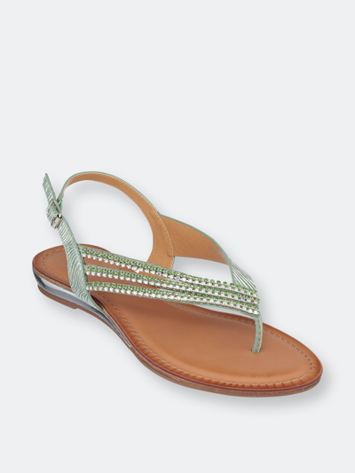 Gc Shoes Mabel Womens Faux Leather Slingback Flatform Sandals In Green