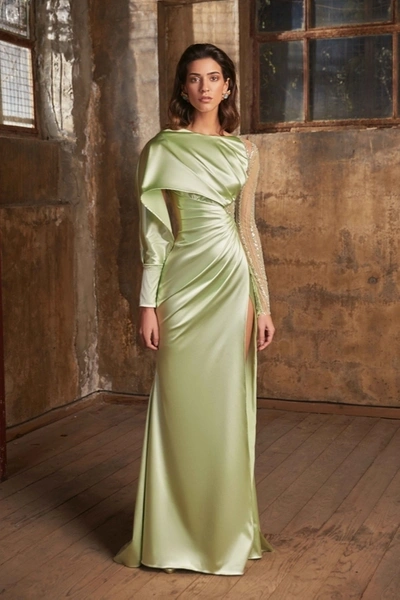 Tony Ward Asymmetrical Satin Gown