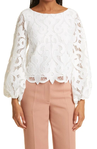 Milly Beverly Guipure Lace Top In White