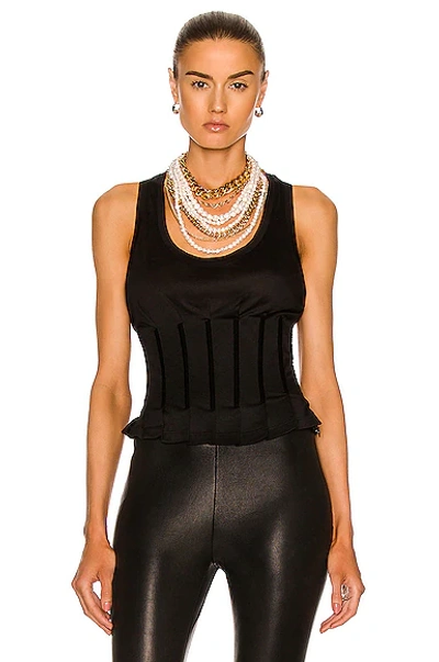 Tom Ford Corset-panelled Silk-jersey Tank Top In Black