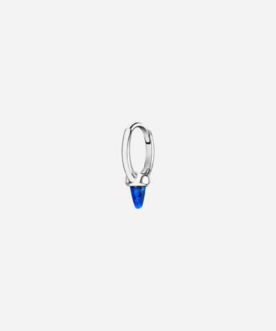 Maria Tash 14ct 6.5mm Single Short Lapis Spike Non-rotating Single Hoop Earring In White