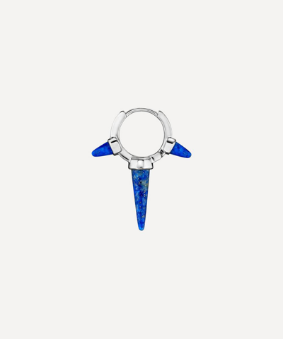 Maria Tash 14ct 8mm Lapis Triple Long Spike Single Hoop Earring In White