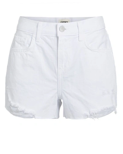 L Agence Audrey Mr Off White Light Distressed Denim Short In Blanc