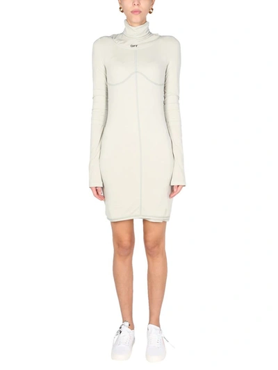 Off-white High Polo Neck Mini Dress In White
