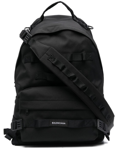 Balenciaga Army Webbing-trimmed Recycled Canvas Backpack In Black