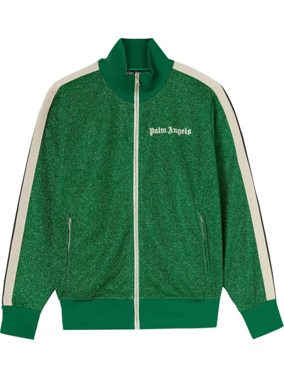 Palm Angels Glitter Lurex Track Jacket In Green