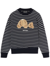 Palm Angels Blue Cotton Bear Sweatshirt In Blue