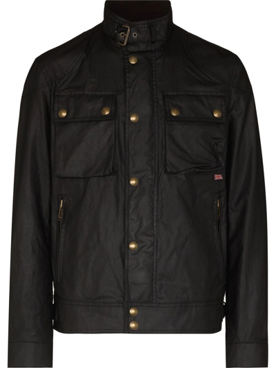 Belstaff Racemaster Waxed Cotton Blend Jacket In Navy