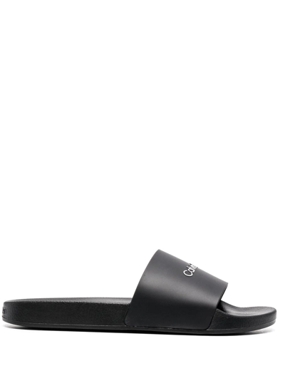 Calvin Klein Logo Pool Slide In Schwarz