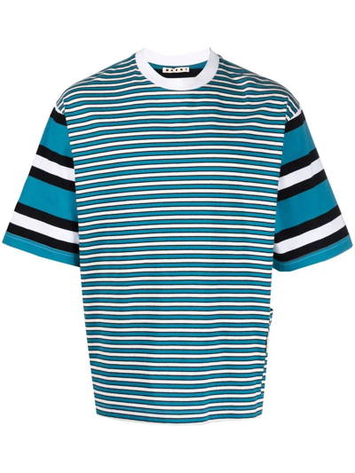 Marni Blue/white/black Striped Oversized T-shirt