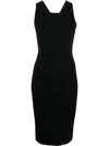 YVES SALOMON RIBBED CROSS-STRAP MIDI DRESS