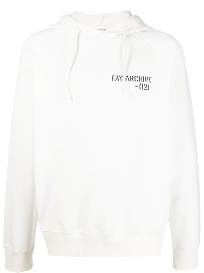 Fay Logo-print Cotton Hoodie In White