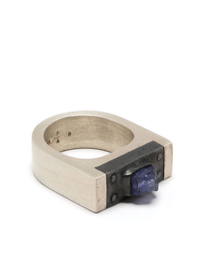 Parts Of Four Two-tone Crystal Signet Ring In Silber