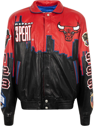 Jeff Hamilton Bulls 3peat Leather Jacket In Schwarz