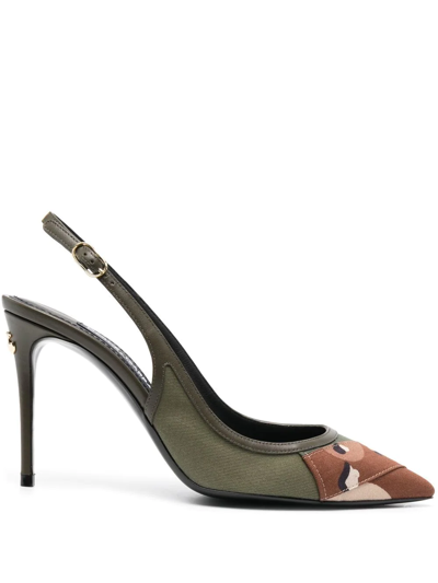 Dolce & Gabbana Camouflage-panel Slingback Pumps In Military