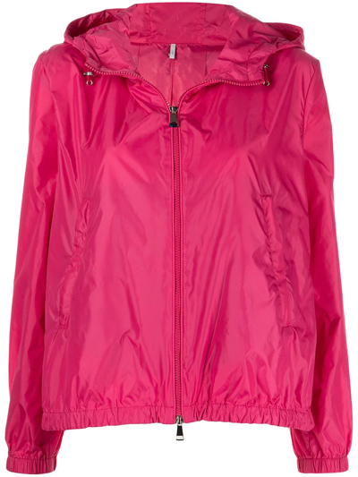 Moncler Hooded Lightweight Rain Jacket In Pink