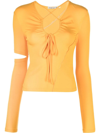 Andersson Bell Edie Crossover Long Sleeved Top In Orange