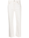 Citizen Of Humanity Isola Cropped Bootcut Recycled Leather-blend Pants In White