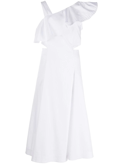 Veronica Beard Ruffled Cut-out Dress In White