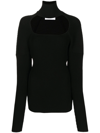Ambush Ribbed-knit Cut-out Jumper In Black