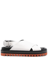 Plan C Crossover Strap Detail Sandals In Weiss