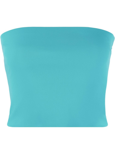 The Andamane Gwen Cropped Bandeau Top In Turquoise
