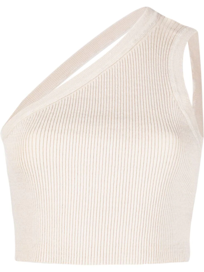 Jacquemus Asymmetrical Crop Top In Light Beige