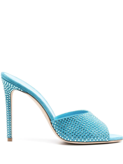 Paris Texas Holly Crystal-embellished Open-toe Mules In Blau