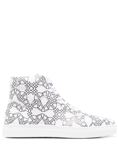 Vivienne Westwood Signature Orb Print Hi-top Trainers In White