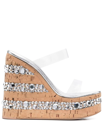 Haus Of Honey White Croco Crystal Two-band Mules