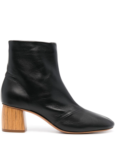 Forte Forte Wood-heel Leather Boots In Black