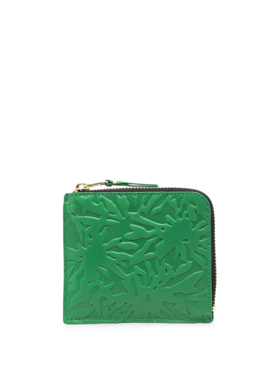 Comme Des Garçons Embossed Zip-up Wallet In Grün