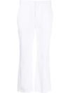 Twinset Cropped Trousers In Stretch Cotton In White
