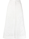 Msgm Embroidered Cotton-blend Culottes In Weiss