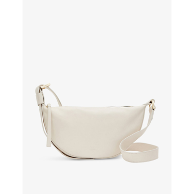 Allsaints Womens White Half Moon Leather Cross-body Bag