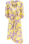 Vetements Abito Midi A Portafoglio In Viscosa In Purple,yellow