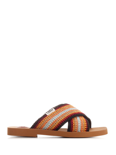 Chloé Woody Crochet-strap Recycled-polyester Sandals In Nocolor