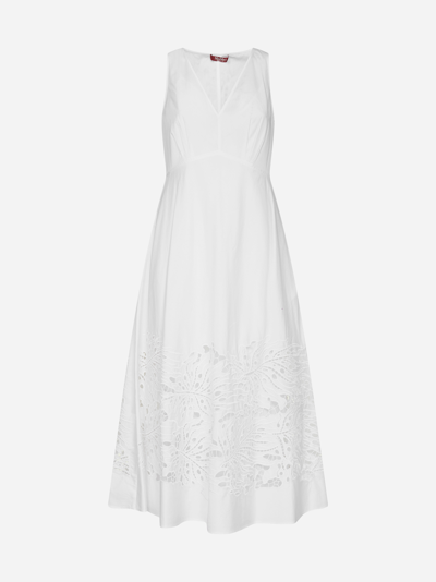 Max Mara Olga Cotton Midi Dress In White