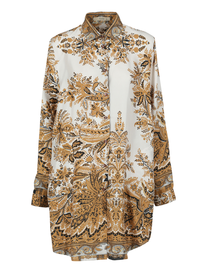 Pre-owned Etro Women's Dresses -  - In Camel Color, White Silk