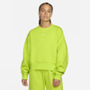 Nike Women's  Sportswear Collection Essentials Oversized Fleece Crew Sweatshirt In Atomic Green/white