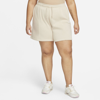 Nike Women's  Sportswear Essential Fleece High-rise Shorts (plus Size) In Brown