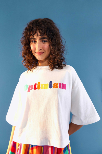 Farm Rio Optimism Organic Cotton T Shirt In Off-white