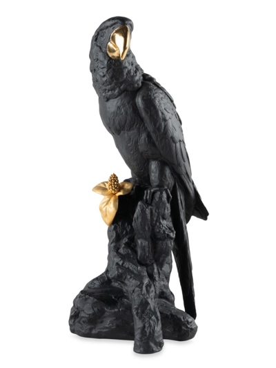 Lladrò Boldblack Macaw Bird Porcelain Sculpture In Multi