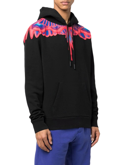 Marcelo Burlon County Of Milan Curves Wings Print Cotton Hoodie In Fuxia