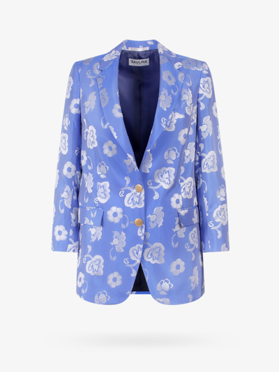 Saulina Satin Blazer With Frontal Print - Atterley In Blue